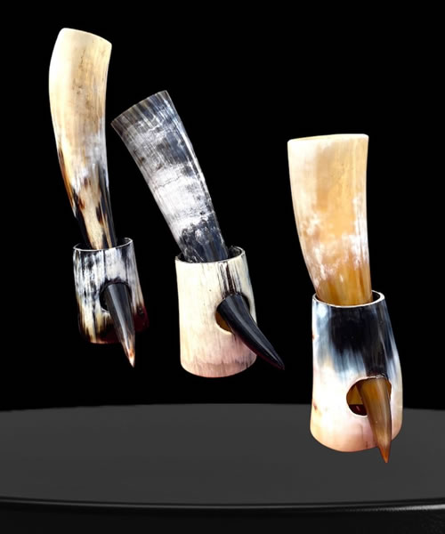 Viking Drinkg Horn With Cow Horn Stand