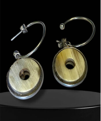 Elegant Natural Horn & Metal Hoop Earrings
